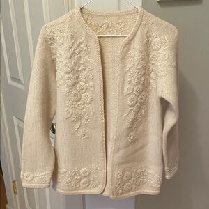 Vintage Cream Floral Women's Cardigan